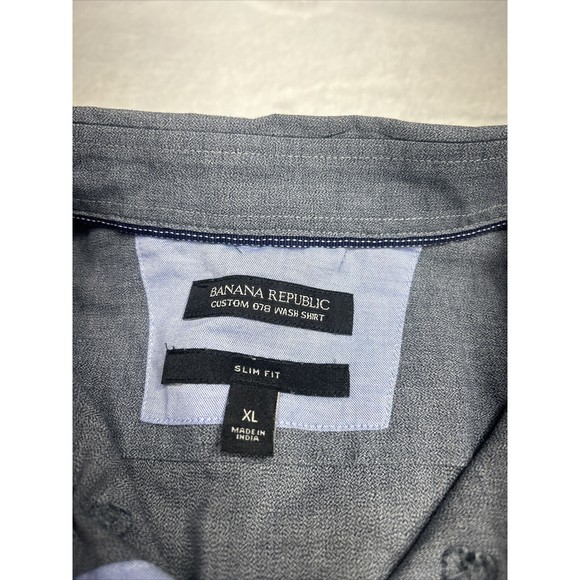 Banana Republic Custom 078 Wash Shirt Slim Fit Button Down Long Sleeve Gray XL - Picture 3 of 8